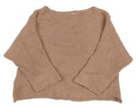 Pudrový pletený oversize crop svetr HaILYS