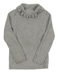 Šedý melírovaný žebrovaný úpletový rolák George