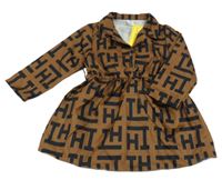 Nové - hnědo-černé vzorované šaty s límečkem SHEIN