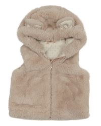 Světlerůžová kožešinová podšitá vesta s kapucí s oušky Matalan