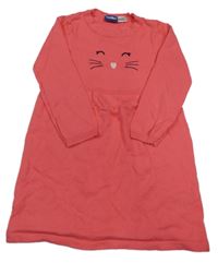 Korálové pletené šaty s kočičkou lupilu