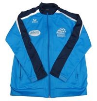 Modro-tmavomodro-bílá propínací sportovní fotbalová mikina s logem erima