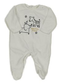 Bílý sametový overal se zvířátky Matalan