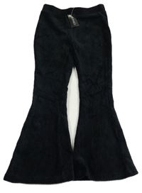 Nové - černé žebrované flare plyšové kalhoty St. Bernard