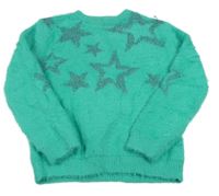 Zelenotyrkysový chlupatý svetr s hvězdičkami George
