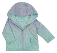 Světlefialovo-mátová ombré šusťáková jarní zateplená bunda s kapucí St. Bernard