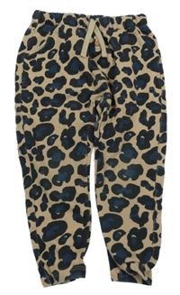 Béžovo-černo-tmavomodré vzorované tepláky Next