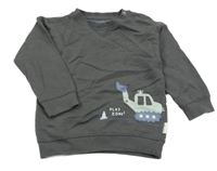 Tmavošedá melírovaná mikina s buldozerem STACCATO