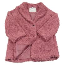 Starorůžový huňatý podšitý kabát s límečkem Topolino