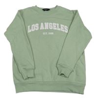 Olivová oversize dlouhá mikina s nápisem New Look