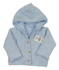 Nové - světlemodrý propínací podšitý svetr s kapucí Matalan