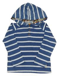 Tmavomodro-bílé pruhované melírované triko s nášivkou a kapucí Tailor Vintage