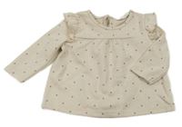 Pudrovo-smetanová vzorovaná puntíkatá úpletová šatová tunika s volánky PRIMARK