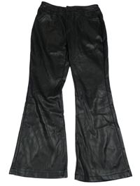 Černé flare koženkové kalhoty St. Bernard
