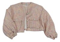 Světlerůžovo-barevná melírovaná crop bunda RIVER ISLAND