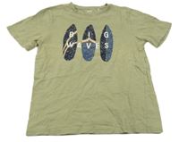 Světlekhaki melírované tričko se surfy YIGGA