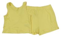 2Set - Žlutý žebrovaný crop top + kraťasy PRIMARK