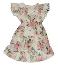 Bílé šaty s kytičkami a volánky 