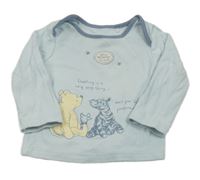 Světlemodré žebrované triko s Pú a Tygrem Disney