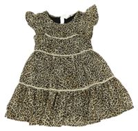 Smetanovo-hnědo-černé vzorované šaty 