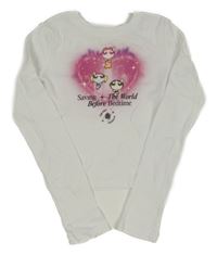 Bílé žebrované crop triko s The Powerpuff Girls H&M