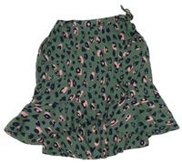 Zelená lehká sukně s leopardím vzorem Joules 