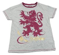 Šedé melírované tričko s lvem - Harry Potter