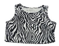 Černo-bílý vzorovaný crop top Shein