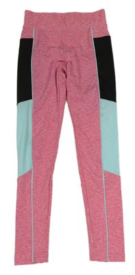 Růžovo-černo-světlemodré sportovní legíny Ergeenomix