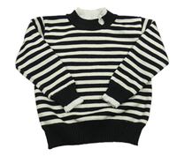 Černo-béžový pruhovaný svetr