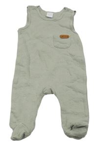 Zelenošedé teplákové dupačky s kapsou