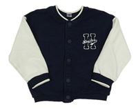 Tmavomodro-bílá baseballová mikina s písmenem Kiabi