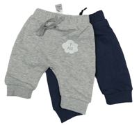 Nové - 2x tepláky - šedé melírované + tmavomodré George