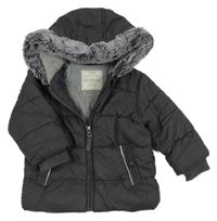 Tmavošedá šusťáková zimní bunda s kapucí George