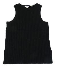 Černý žebrovaný pletený crop top H&M