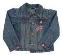 Modrá riflová bunda s nášivkou