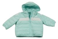 Mátovo-bílá šusťáková zateplená bunda s logem a kapucí Adidas