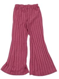 Fuchsiové melírované žebrované úpletové flare legíny Shein