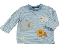 Modro-bílé pruhované triko se zvířaty Nutmeg