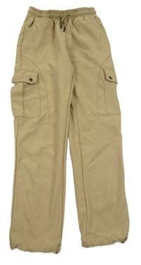 Pískové cargo cuff kalhoty