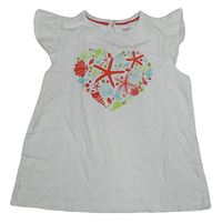 Bílé tričko s mušlemi Lupilu