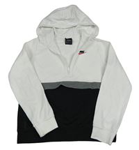 Bílo-černá mikina s logem a kapucí Nike