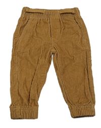 Hnědé manšestrové cuff kalhoty