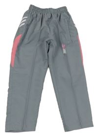 Šedé šusťákové podšité kalhoty s výšivkou