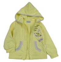 Žlutá puntíkatá propínací mikina s šaty a kapucí