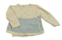 Béžovo-modrý zavinovací svetr s pruhy Alana