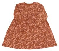 Hnědé květované bavlněné šaty H&M