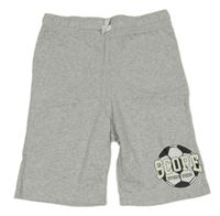 Šedé melírované teplákové kraťasy s fotbalovým míčem H&M