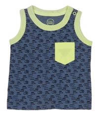 Tmavomodré tílko s auty a kapsou Cool Club