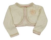 Smetanové puntíkaté svetrové bolerko s květinou Miniclub